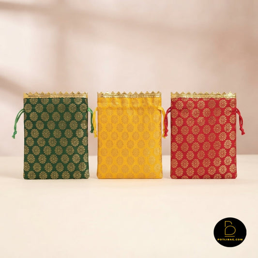 Silk Brocade Potli Bags For Gift