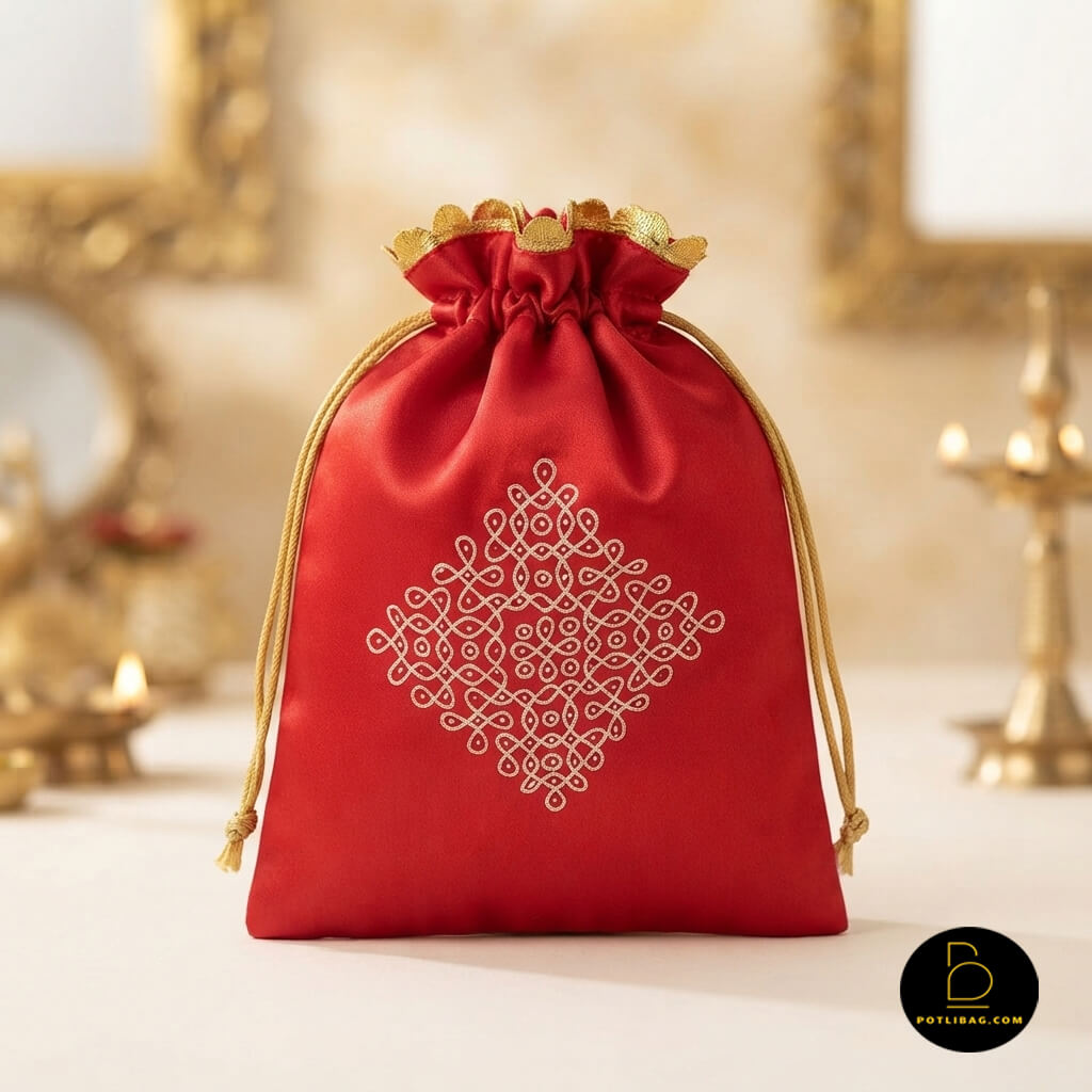 Kolam Print Potli Bags
