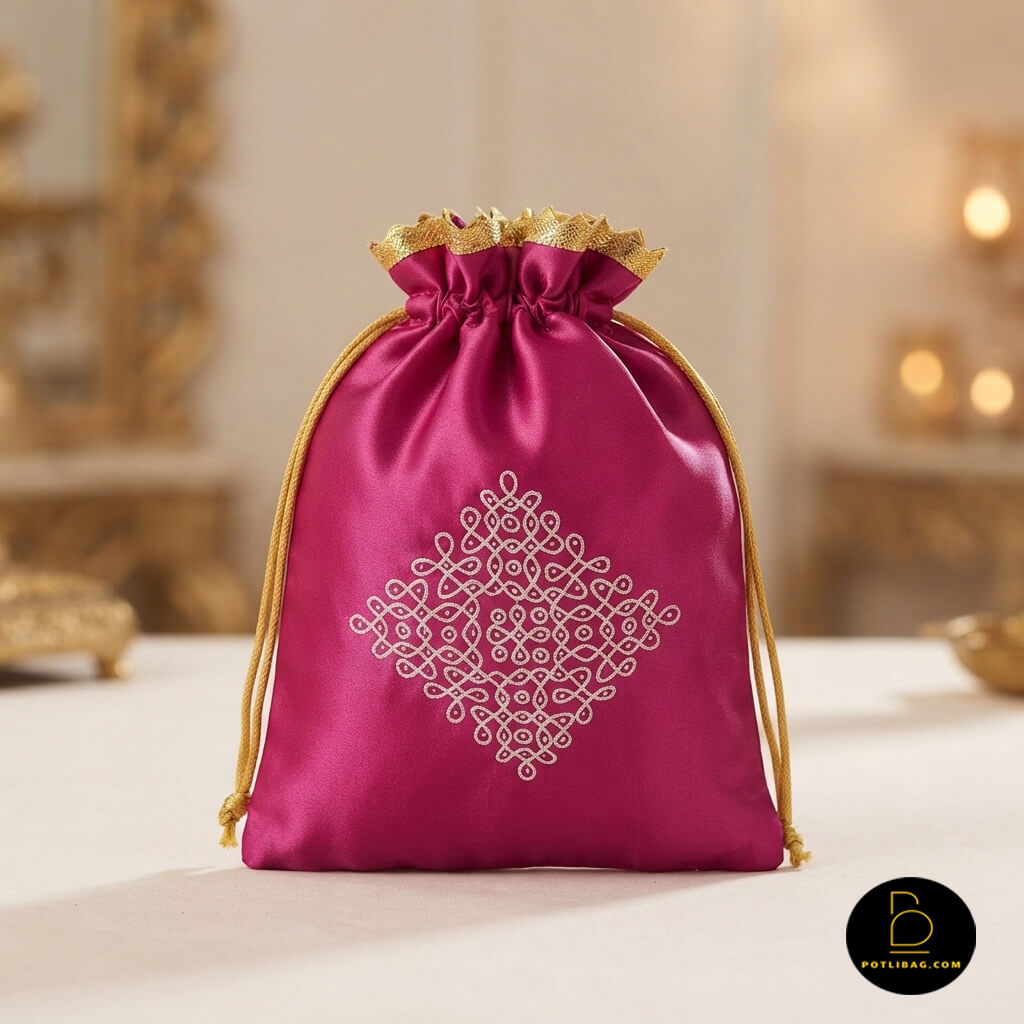 Kolam Print Potli Bags