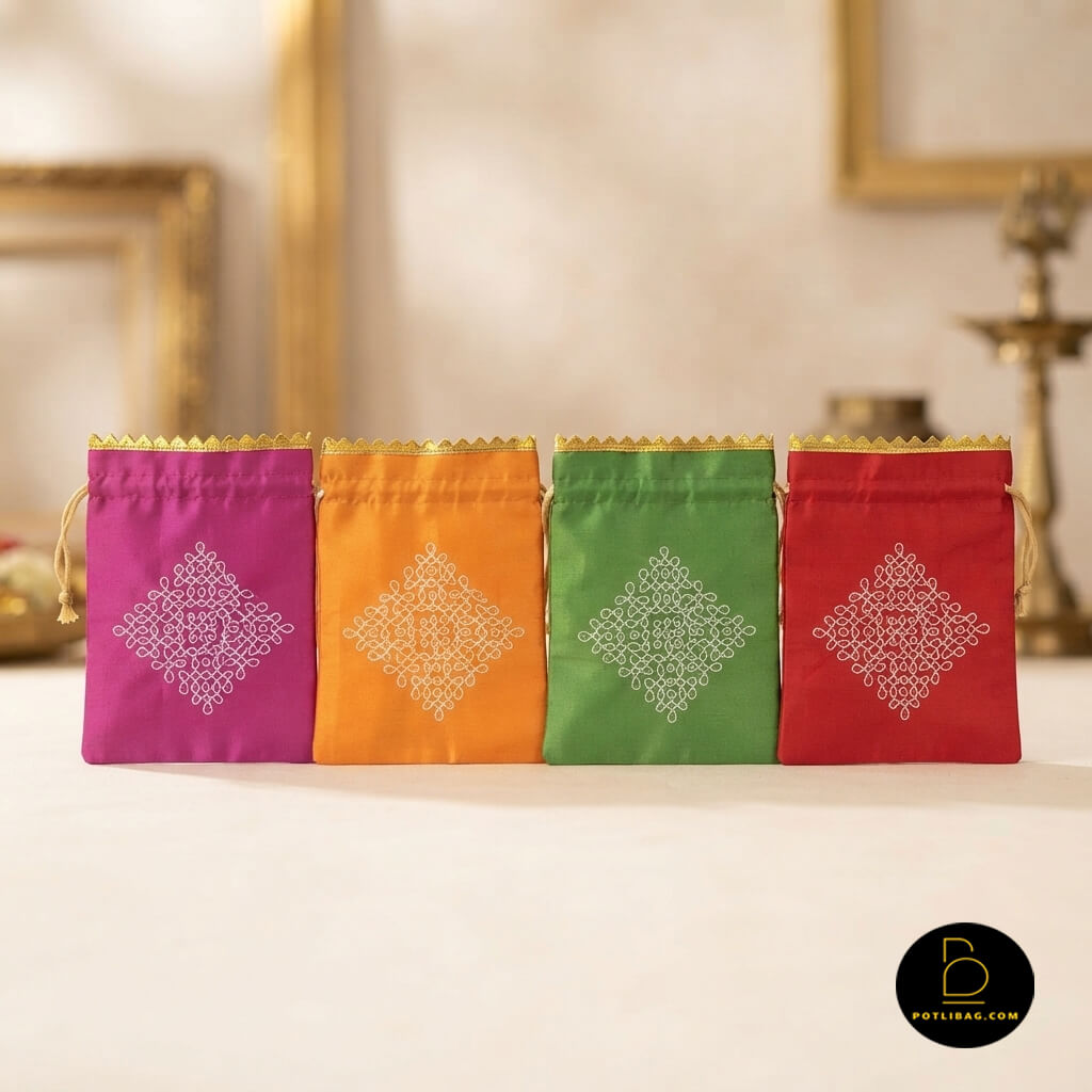 Kolam Print Potli Bags