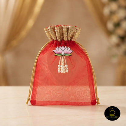 Organza Lotus Potli Bags